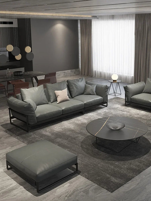 Leather Sofa Modern Minimalist Living Room First Layer Cowhide Napa Leather