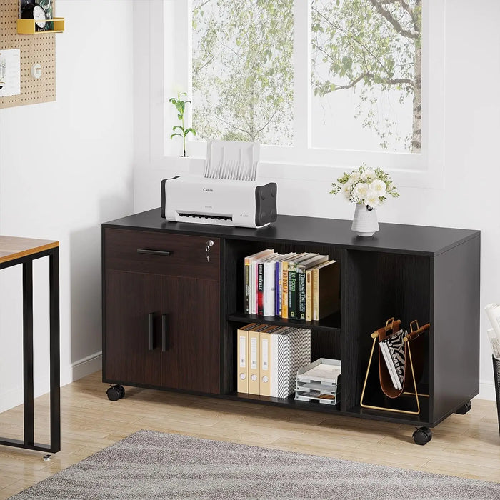 Large Executive Office Desk with Lateral File Cabinet,L Shaped Office Desk with Drawers and Storage,Home Office Furniture Sets