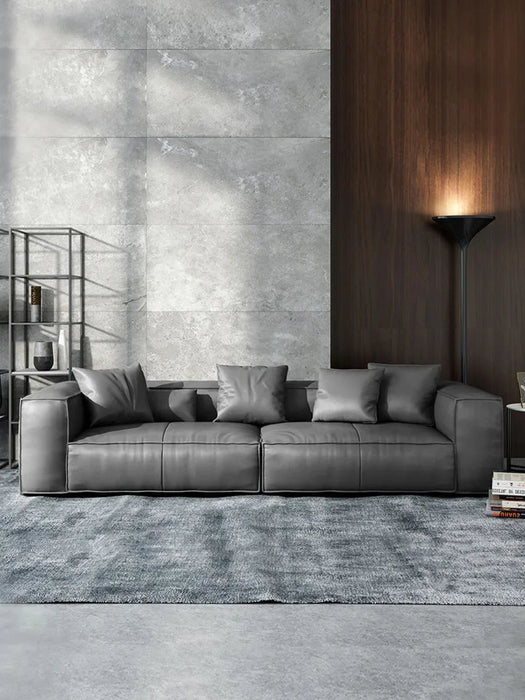 Tofu Block Leather Sofa U-Shaped Corner Combination Affordable Luxury Style Living Room