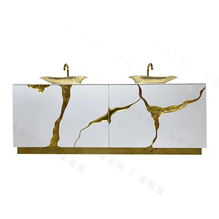 Villa large apartment light luxury style bathroom cabinet vanity sink