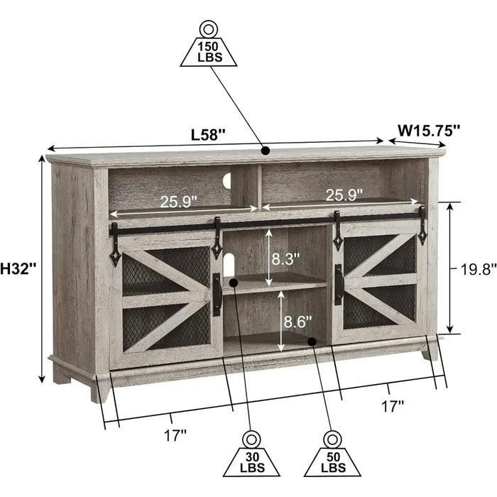 TV Stand, Rustic Console Cabinet W/Adjustable Shelves For Living Room TV Stand
