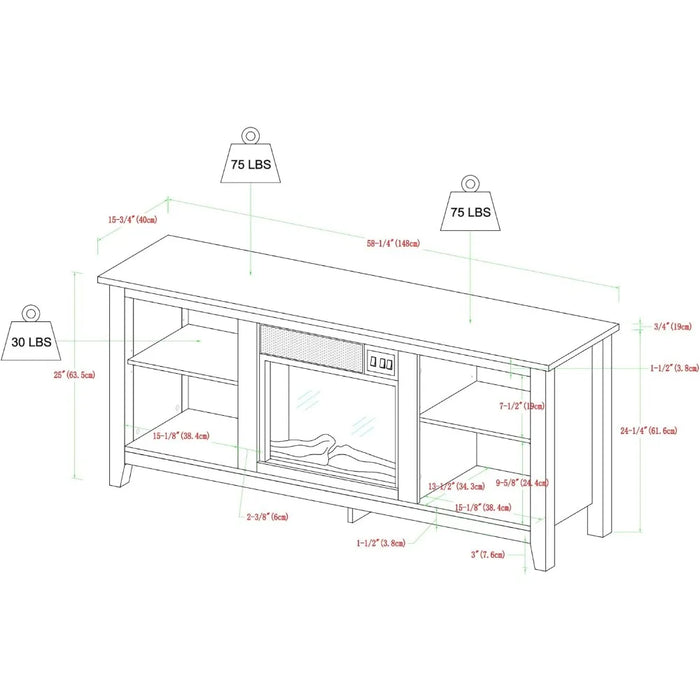 Classic 4 Cubby Fireplace TV Stand for TVs Up to 65 Inches Modular Furniture Living Room 58 Inch Espresso Freight Free