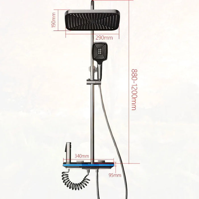 NEW Atmosphere Lamp Bathroom Gray Shower System Full Set Wall Mounted Bathtub Digital Display Shower Set with Bidet Faucet suit