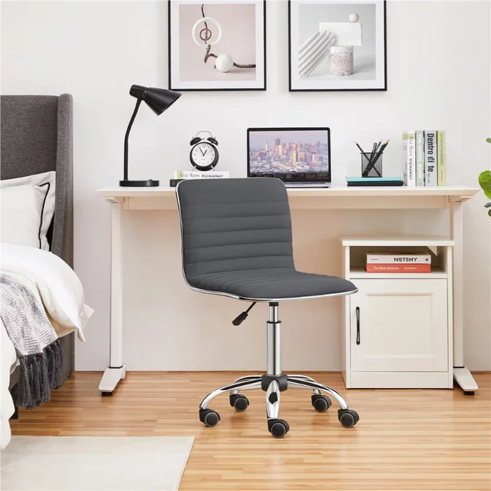 SMILE MART Modern Velvet Armless Desk Chair with Mid Back for Home Office, Dark Gray office chair  computer chair