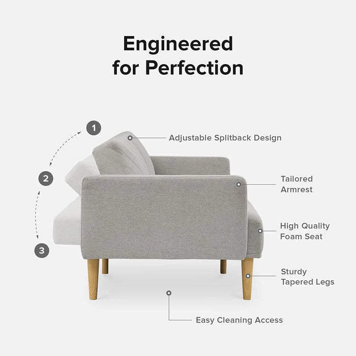 Sleeper Sofa, Loveseat, Mid Century Modern Futon Couch, Sofa Cama, Couches for Living Room (Light Gray Fabric, Futon)