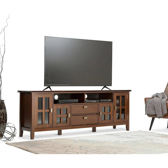 SOLID WOOD Universal TV Media Stand, 72 in Wide, Contemporary, Storage Cabinet, for Flat Screen TVs up to 80 in
