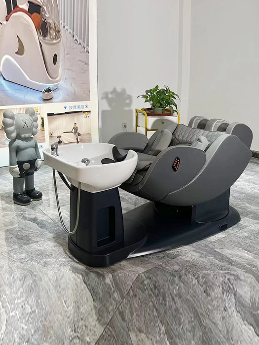 Smart high-end massage flush bed Multi-functional rotating shampoo bed Beauty shop hair salon electric hair chair