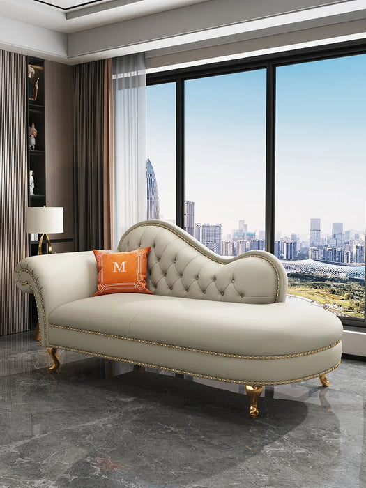 American imperial concubine chair leather luxury lounge chair living room bedroom balcony toffee beauty couch single sofa collap
