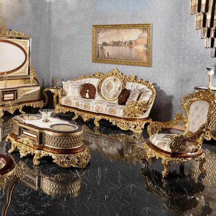 Royal classic turkish style sofa furniture Luxury living room hand carved sofa chairs set