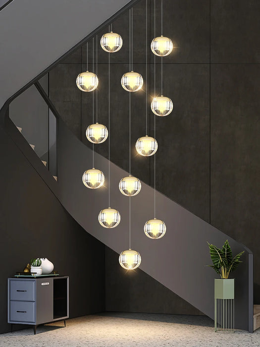Modern Ball Line Chandelier For Staircase Living Room Pendant Light Home Decor Dining Room Lighting Suspension Design Lusters