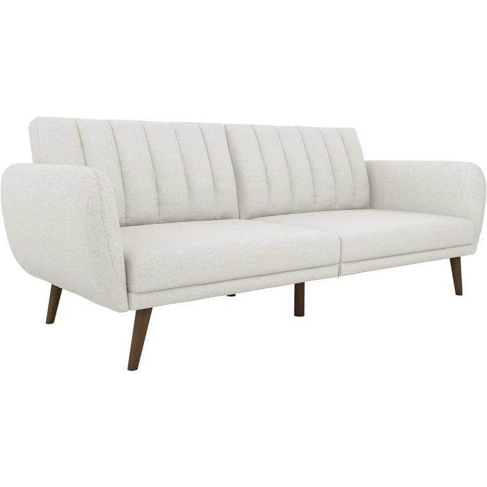 Brittany Sofa Futon - Premium Upholstery and Wooden Legs - Grey