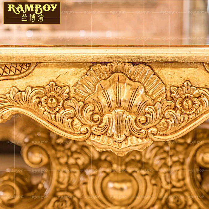 European luxury dining table and dining chair combination of French solid wood carved palace rectangular dining table