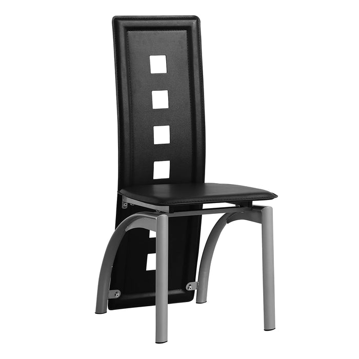 5-PieceDiningTableSetwith1GlassTransparentDiningTableand4 PVCBlackChairsModernDiningTableSetforKitchen&Breakfast DiningLiving