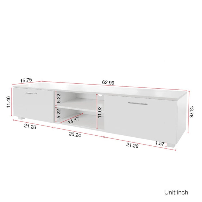 White TV Stand for 70 Inch TV Stands, Entertainment Center TV Table, 2 Storage Cabinet with Open Shelves for Living Room Bedroom