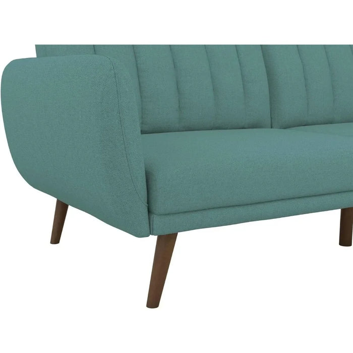 Sofa Futon - Premium Upholstery and Wooden Legs - Light Blue Couch