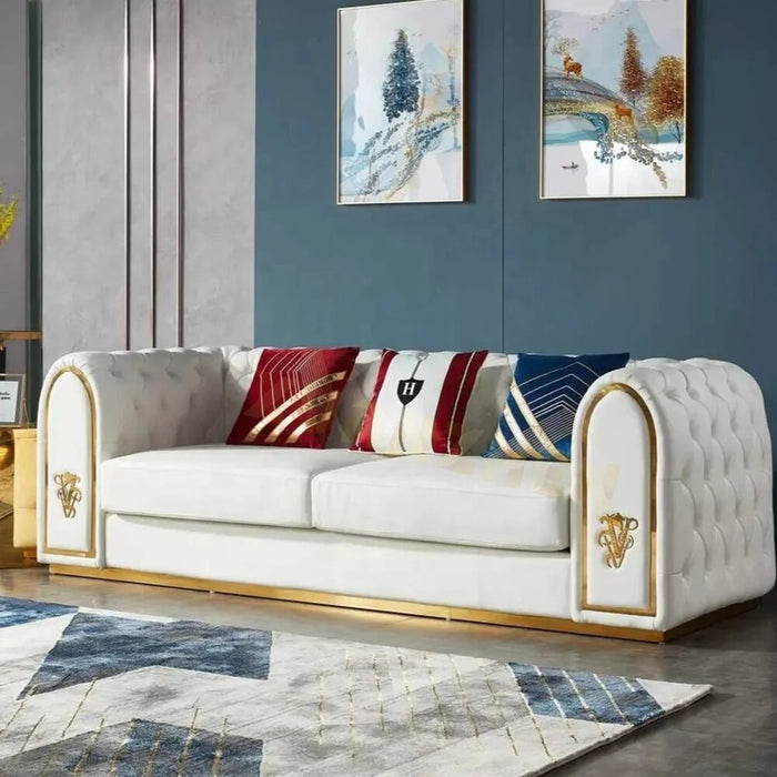 Living room furniture stainless steel 3 seater modern design sofas luxury modern coach sofa set furniture living room sofa