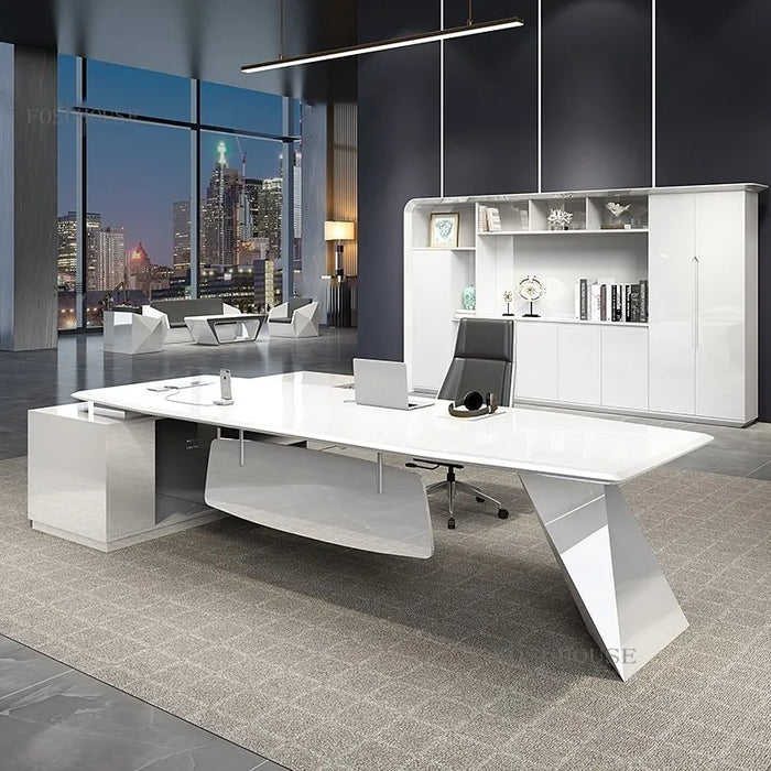 Fashion Boss Desks Table Simple Modern Painted Manager Executive Desk Ladies Pink Single Boss Desk and Chair Combination