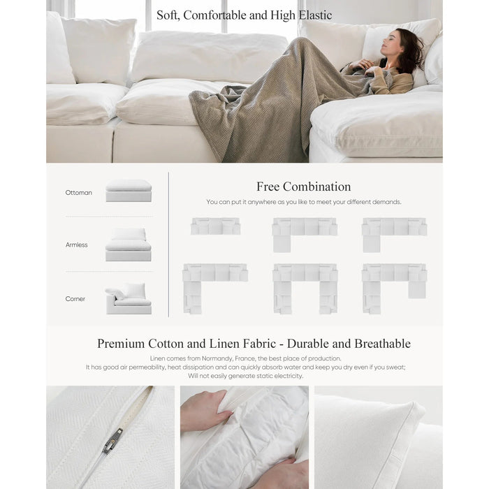 Modular Cloud Puff Sofa Sectional Couch Modular Sofa Convertible Wide Chaises Lounge Chair Couch with Pillows Living Room Sofa
