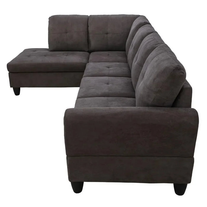 Living Room Convertible Sectional Sofa, Dark Brown, Modern L-Shaped Couch Sofas