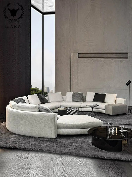 High-end Fabric Sofa Simple Modern Italian Corner Curved Living Room  Combination Set Nordic Style Furniture