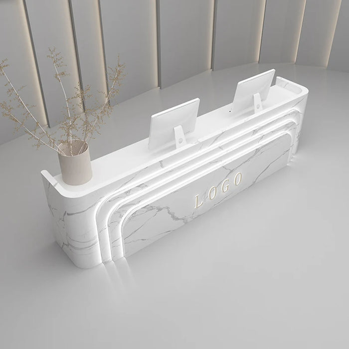 Standing Luxury Reception Desk Front White Wood Modern Reception Desks Basses Clinic Comptoir Coiffeur Commercial Furniture