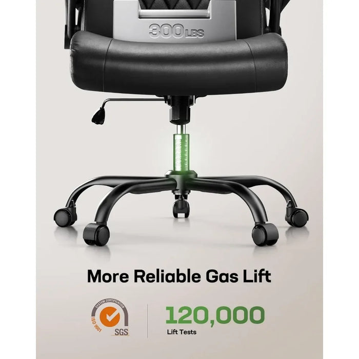 Office Chair with Flip-up Armrests,PU Leather Ergonomic Height-Adjustable Swivel Rolling Computer Desk Chairs,Black