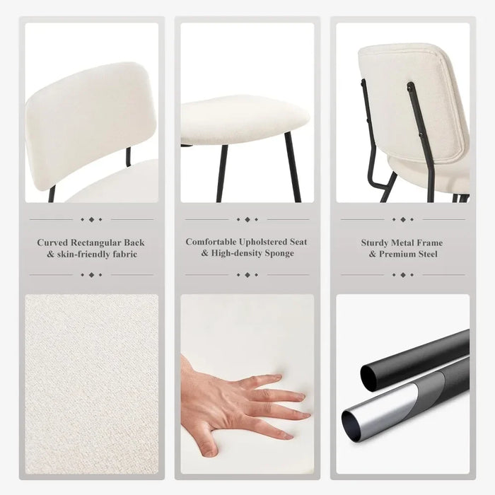 Modern Upholstered Dining Chair 2-Piece Set with Curved Backrest,Fabric Dining Chair Specialty Dining Chair Stylish
