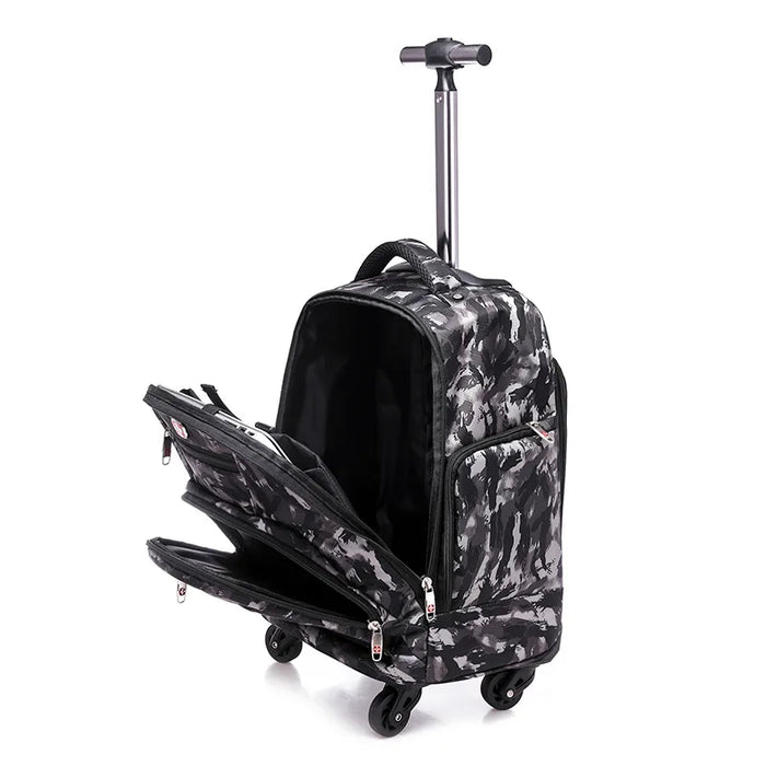 18 Inch Soft Canvas Women's Travel Bag With Wheels Trolley Laptop Luggage Bag Tourist Backpack Boarding Case Free Shipping