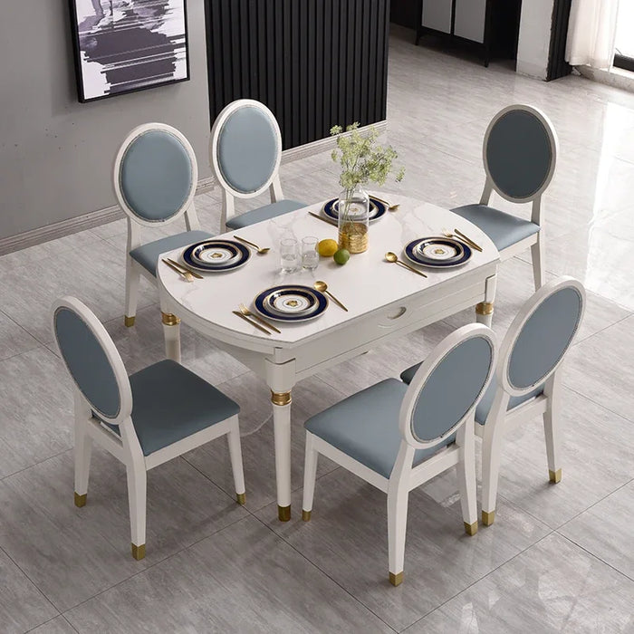 Restaurant White Dining Table European Unique Kitchen Hotel Folding Solid Wood Round Table Muebles Hogar Living Room Furniture