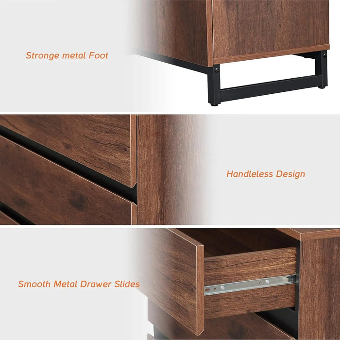 Modern TV Stand for TVs up to 100 inch,3 in 1 Console with Adjustable Shelves and 3 Drawers, Media Console for Living Room,Brown