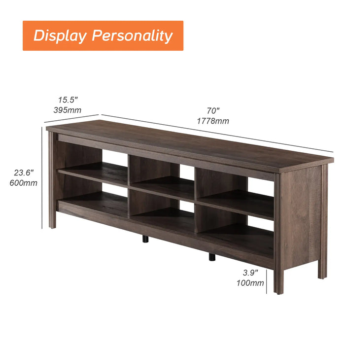BOUSSAC Brown TV Stand for 75 inch TV Entertainment Center, Wood TV Console Table with Storage for Living Room, 70''
