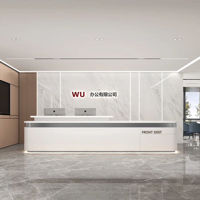 White Reception Desks Counter Cashier Vanity Shop Checkout Executive Reception Desks Executive Bureau Meuble Reception Furniture