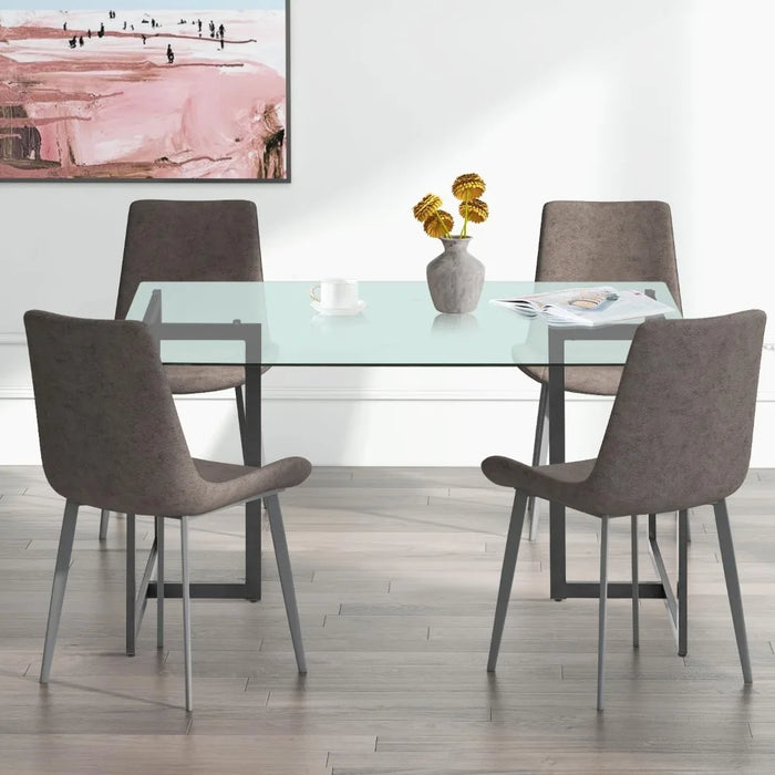 47" Modern Rectangular Dining Table with Spacious Tempered Glass Tabletop & Black Legs Elegant for Home Kitchen Restaurant