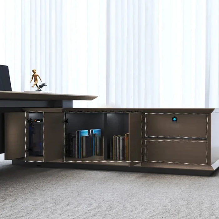 Luxury Office Desk Wood Executive Computer L Shaped Workbench Storage Desktops Drawers Standing Scrivania Gaming Office Supplies