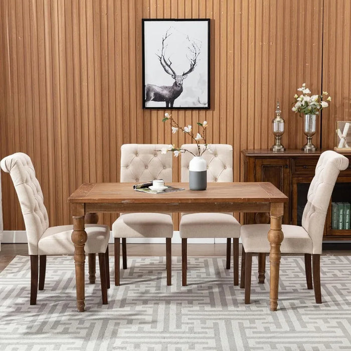 COLAMY Upholstered Dining Chairs Set of 4, Tufted Parsons Diner  Fabric Dining Room Chairs with Solid Wood Legs and Padded Seat