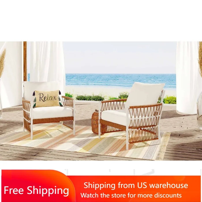 Better Homes & Gardens Lilah 2-Pack Outdoor Wicker Lounge Chair, White