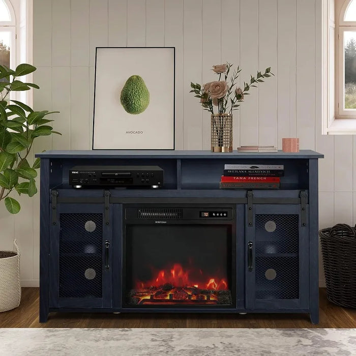 TV Stand for TVs up to 65" with Electric Fireplace Included,Media Storage Television Console for Living Room (Black)