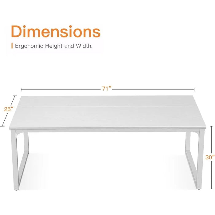 Coleshome 71 Inch Computer Desk, Modern Simple Style Desk for Home Office, Study Student Writing Desk, Pure White