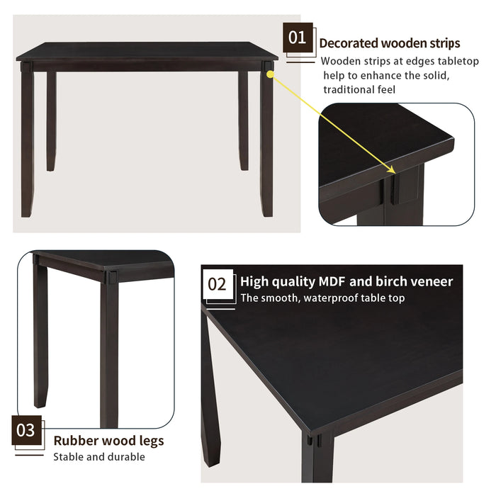5-Piece Kitchen Dining Table Set 1 Wood Table + 4 Chairs Set for Dining Room Espresso/Gray[US-W]