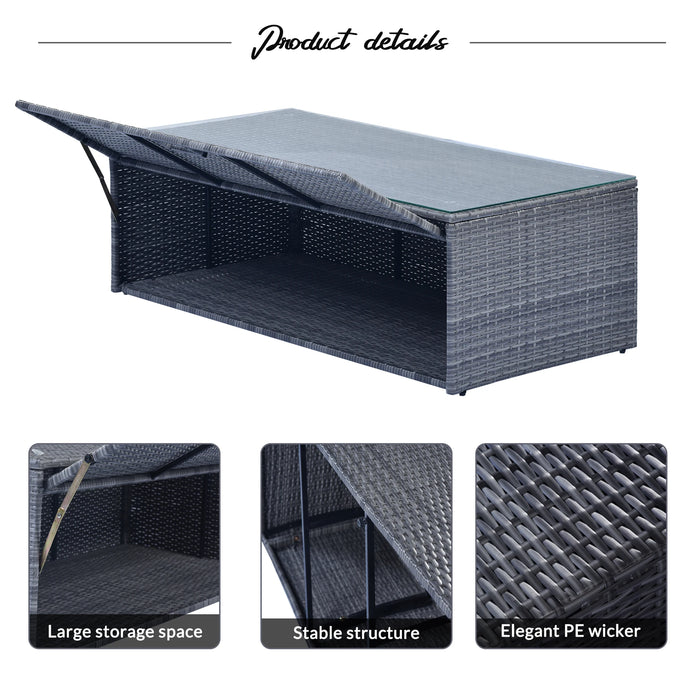 6Pcs All-Weather Wicker PE Rattan Patio Outdoor Dining Conversation Sectional Set W/Coffee Table Wicker Sofas Ottomans Cushions
