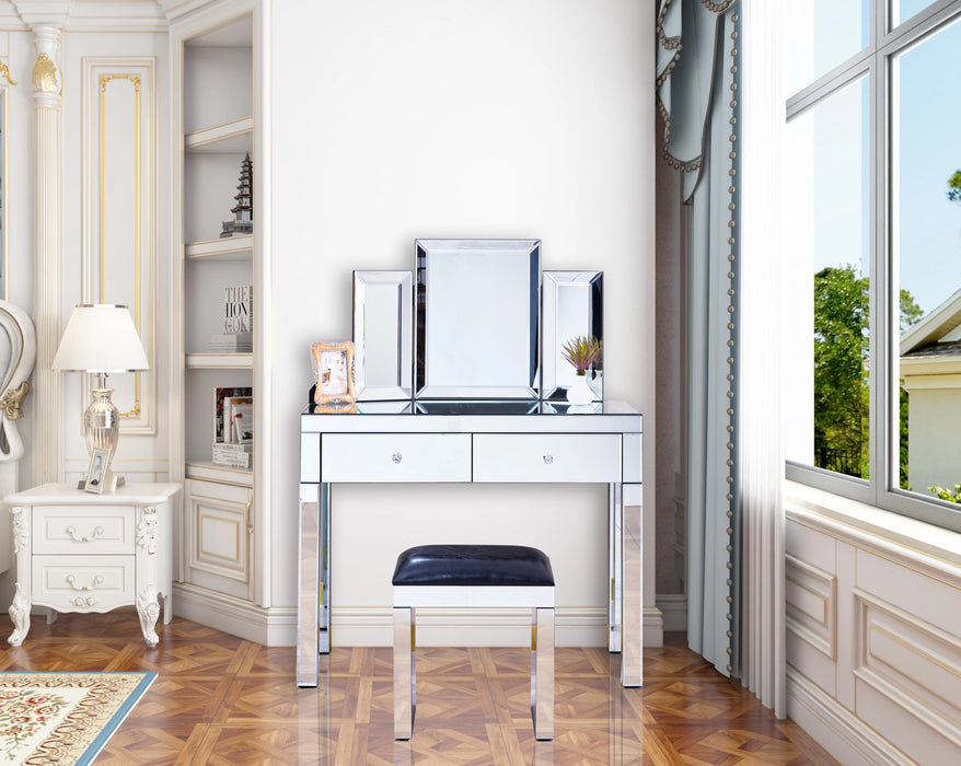 W31"xH20" 3 Part Mirror Matching W39.5"xD15.7"xH31.5" Double Draw Dresser&W17.7" Leather Chair[US-Stock]