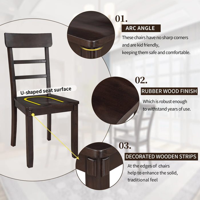 5-Piece Kitchen Dining Table Set 1 Wood Table + 4 Chairs Set for Dining Room Espresso/Gray[US-W]